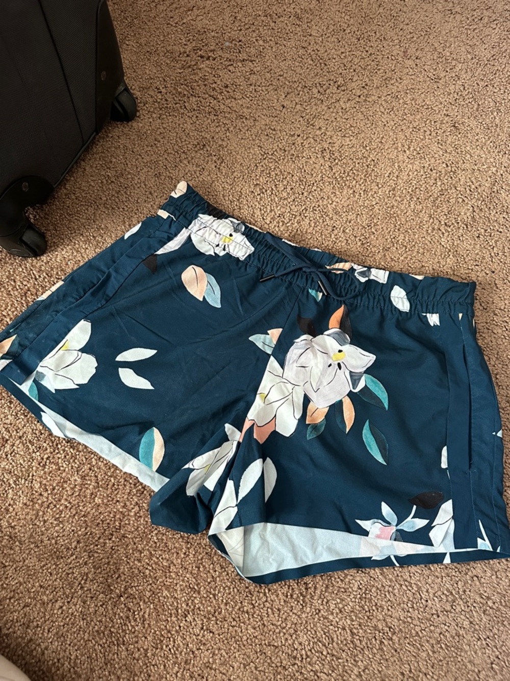 Athleta Floral Print Elastic-Waist Women’s Shorts - Teal